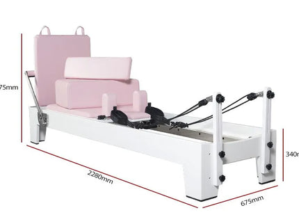 White Painted Oak Pink Pilates Equipment