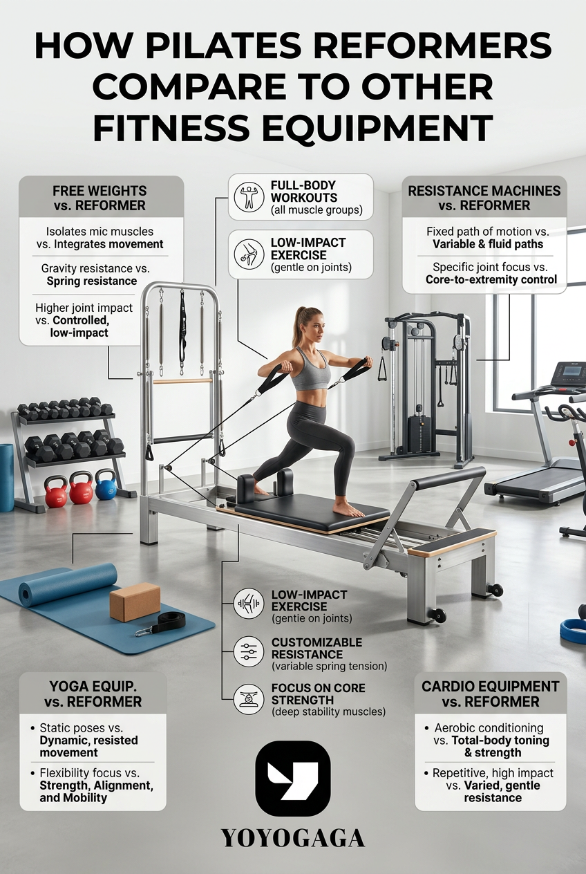 How Pilates Reformers Compare to Other Fitness Equipment