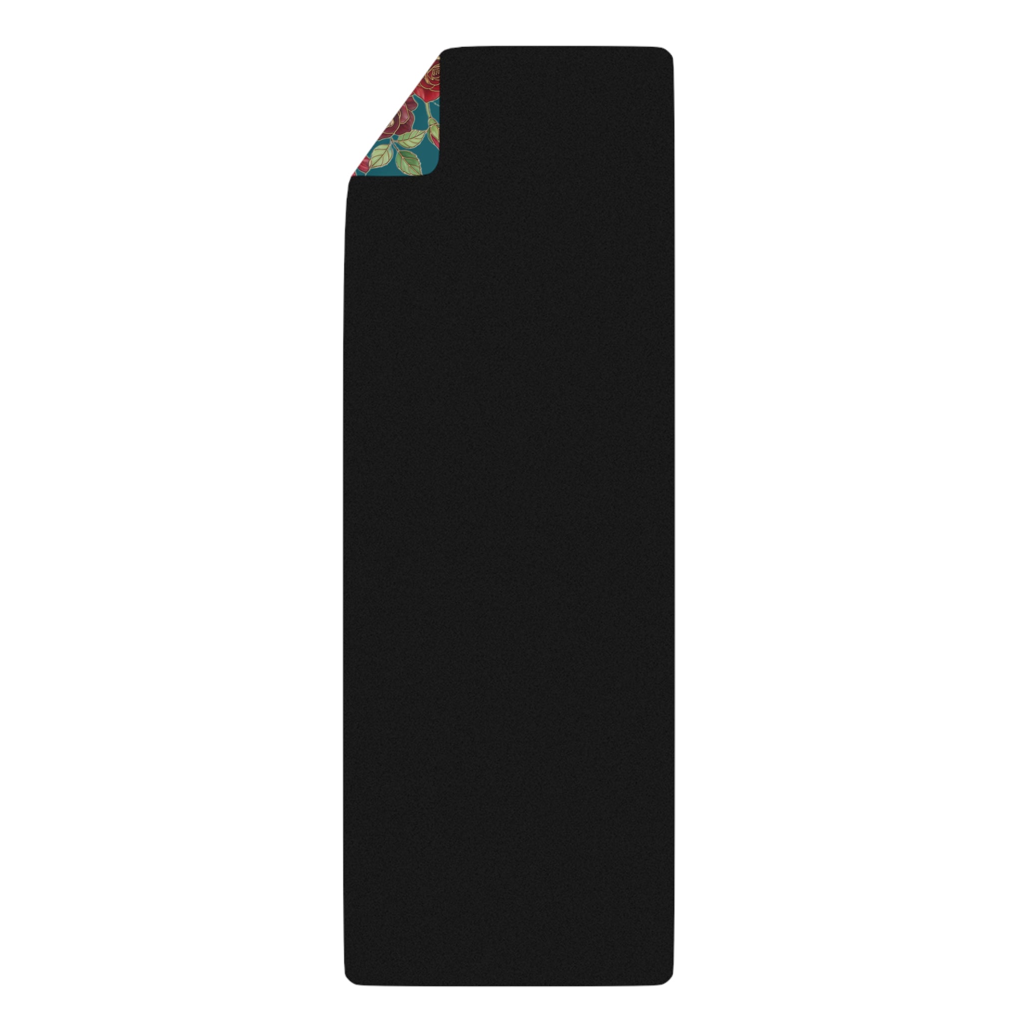 Floral Rose Rubber Yoga Mat | Non-Slip Garden-Inspired Exercise Mat | Transformative Teal