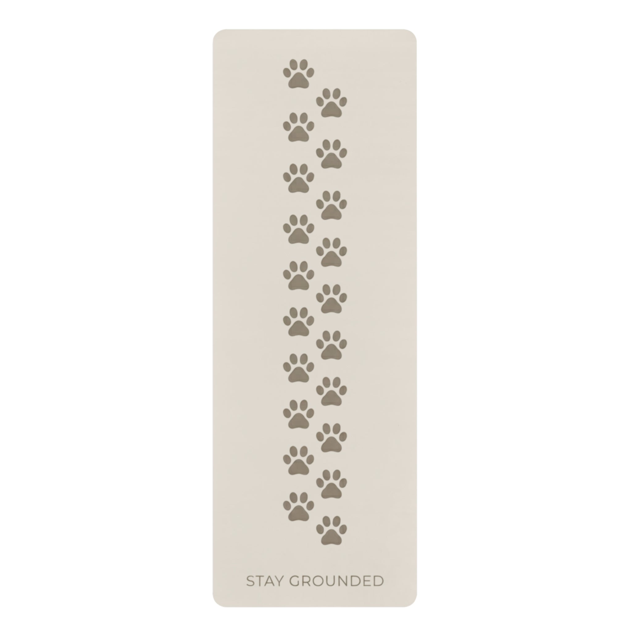 Rubber Yoga Mat — Paw Print Alignment Mat with “Stay Grounded” Phrase