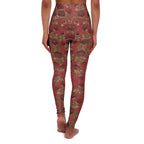 High-Waist Floral Yoga Leggings | Vintage Rose AOP | Deep Red