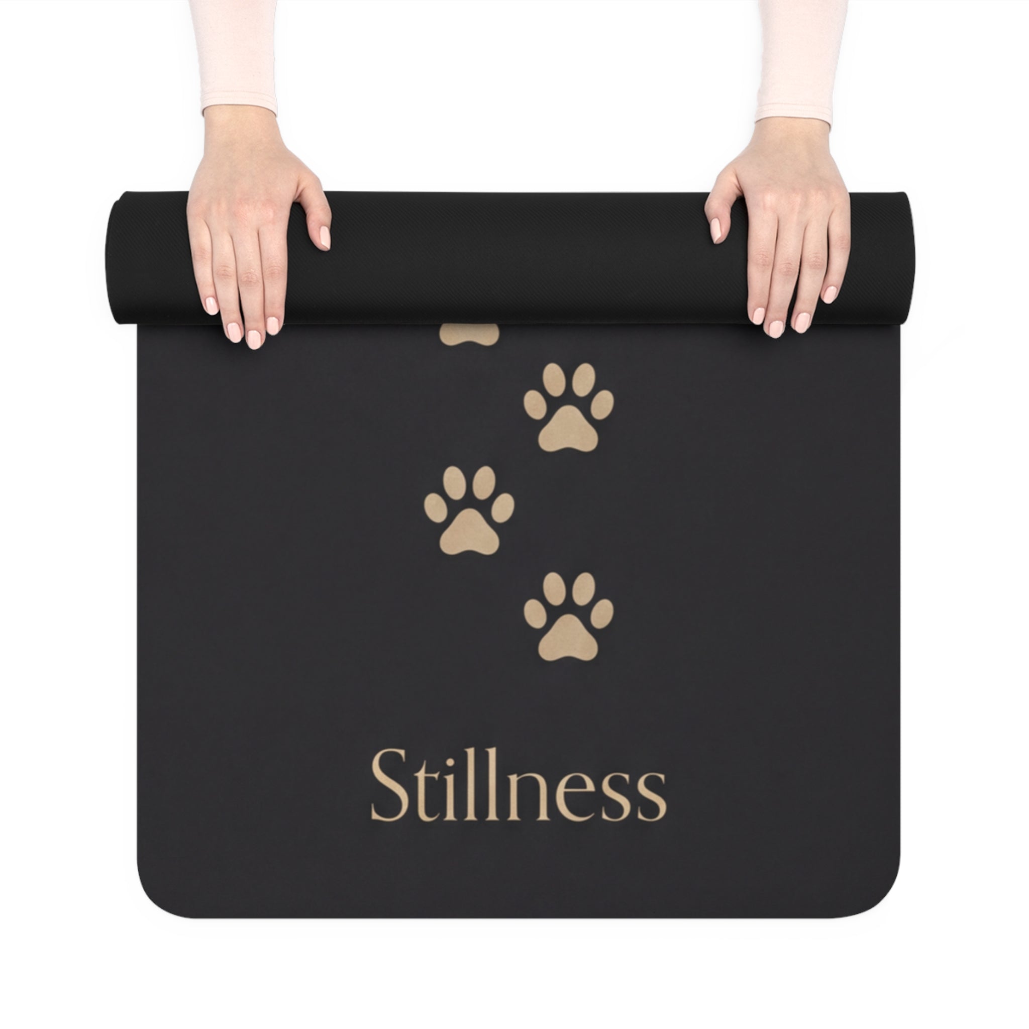 Paw Print Rubber Yoga Mat — "Stillness" Non-Slip Eco Mat for Yoga & Meditation