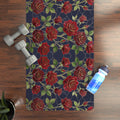Floral Rose Rubber Yoga Mat | Non-Slip Garden-Inspired Exercise Mat | Midnight Navy
