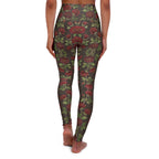 High-Waist Floral Yoga Leggings | Vintage Rose AOP | Espresso (Coffee Bean)