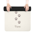 Paw Flow Rubber Yoga Mat — Non-Slip Animal Print Mat with 'Flow' Script