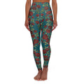 High-Waist Floral Yoga Leggings | Vintage Rose AOP | Transformative Teal
