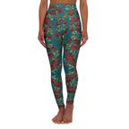 High-Waist Floral Yoga Leggings | Vintage Rose AOP | Transformative Teal