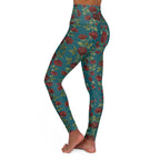 High-Waist Floral Yoga Leggings | Vintage Rose AOP | Transformative Teal