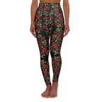 High-Waist Floral Yoga Leggings | Vintage Rose AOP | Black