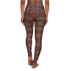 High-Waist Floral Yoga Leggings | Vintage Rose AOP | Dark Cherry (Oxblood)