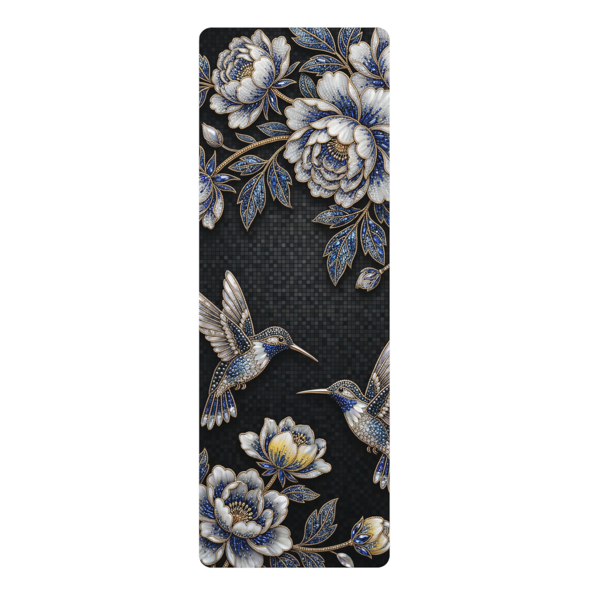 Hummingbird Floral Rubber Yoga Mat | Non-Slip Botanical Design