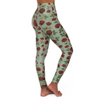 High-Waist Floral Yoga Leggings | Vintage Rose AOP | Sage Green