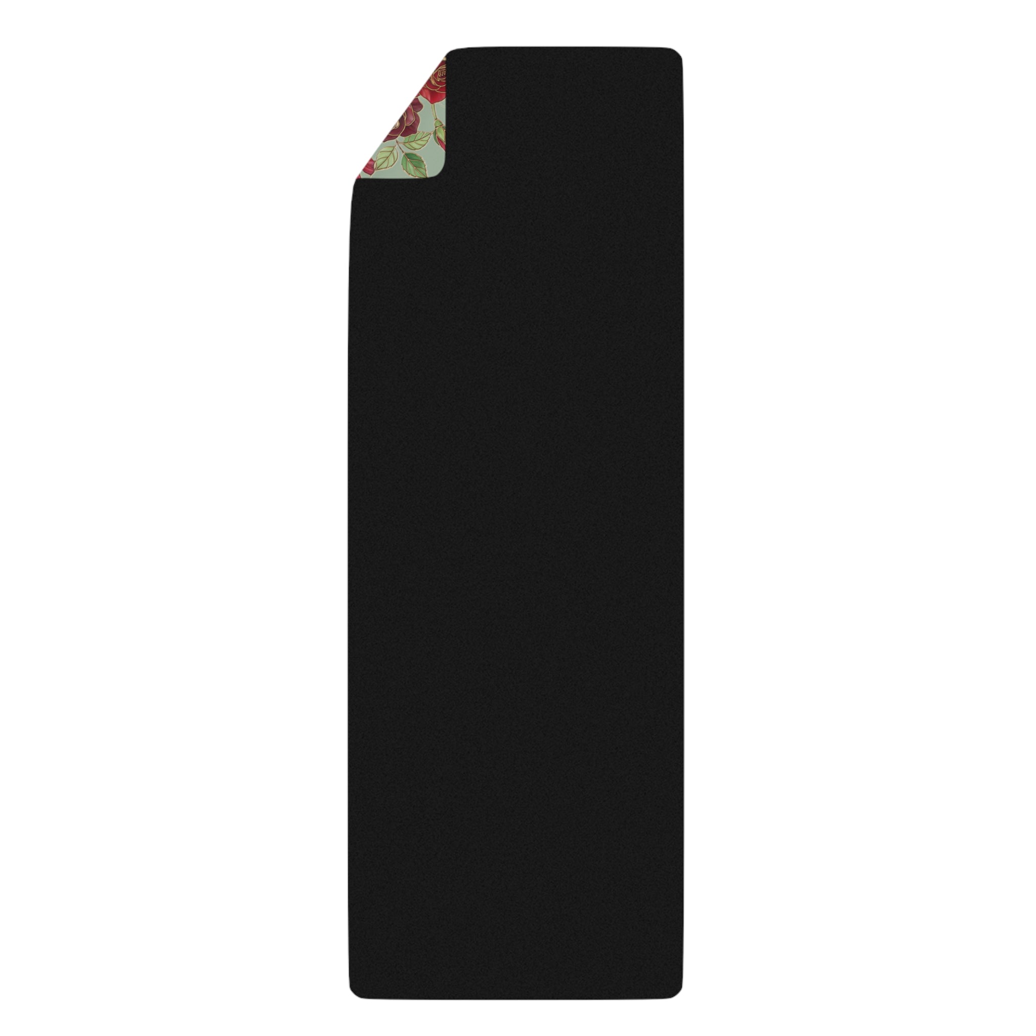 Floral Rose Rubber Yoga Mat | Non-Slip Garden-Inspired Exercise Mat | Sage Green