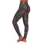High-Waist Floral Yoga Leggings | Vintage Rose AOP | Midnight Navy