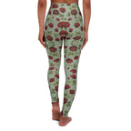 High-Waist Floral Yoga Leggings | Vintage Rose AOP | Sage Green