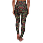 High-Waist Floral Yoga Leggings | Vintage Rose AOP | Black