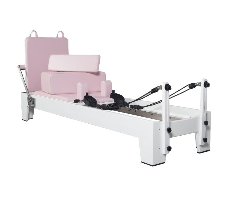 White Painted Oak Pink Pilates Equipment