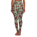 High-Waist Floral Yoga Leggings | Vintage Rose AOP | Sage Green