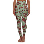 High-Waist Floral Yoga Leggings | Vintage Rose AOP | Sage Green