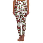 High-Waist Floral Yoga Leggings | Vintage Rose AOP | White