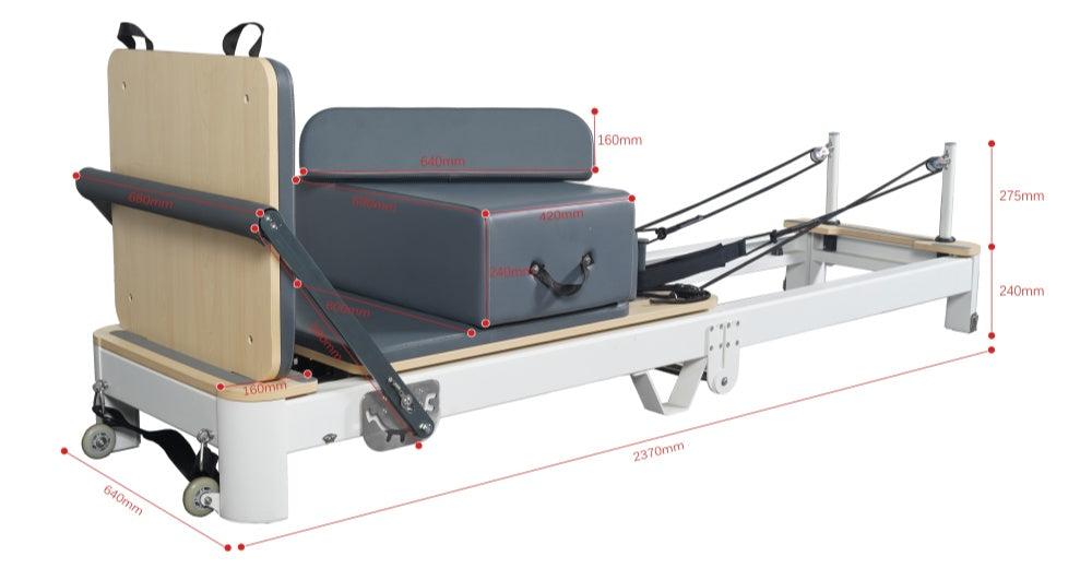 Foldable Aluminum White Reformer High Quality Space Saving Pilates Reformer