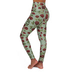 High-Waist Floral Yoga Leggings | Vintage Rose AOP | Sage Green
