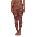High-Waist Floral Yoga Leggings | Vintage Rose AOP | Deep Red