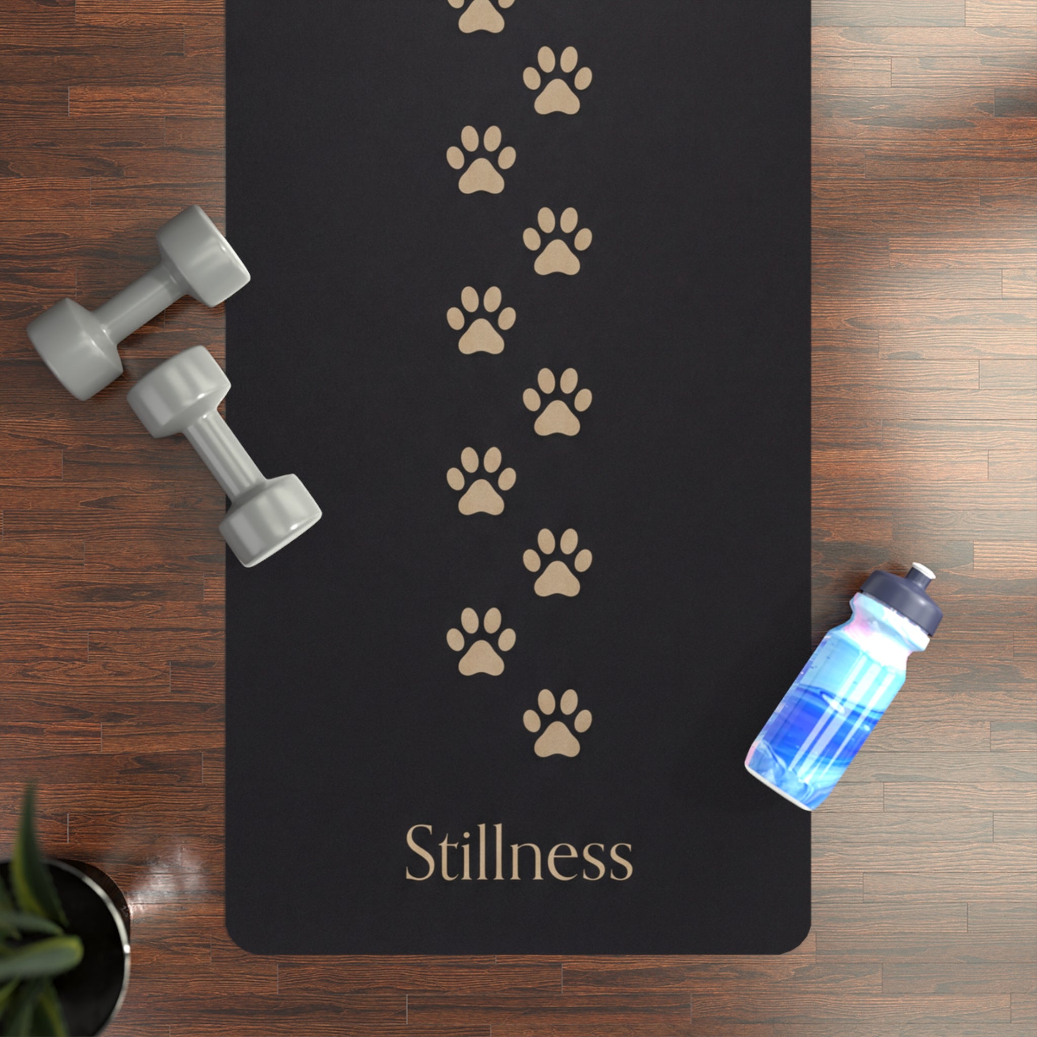 Paw Print Rubber Yoga Mat — "Stillness" Non-Slip Eco Mat for Yoga & Meditation