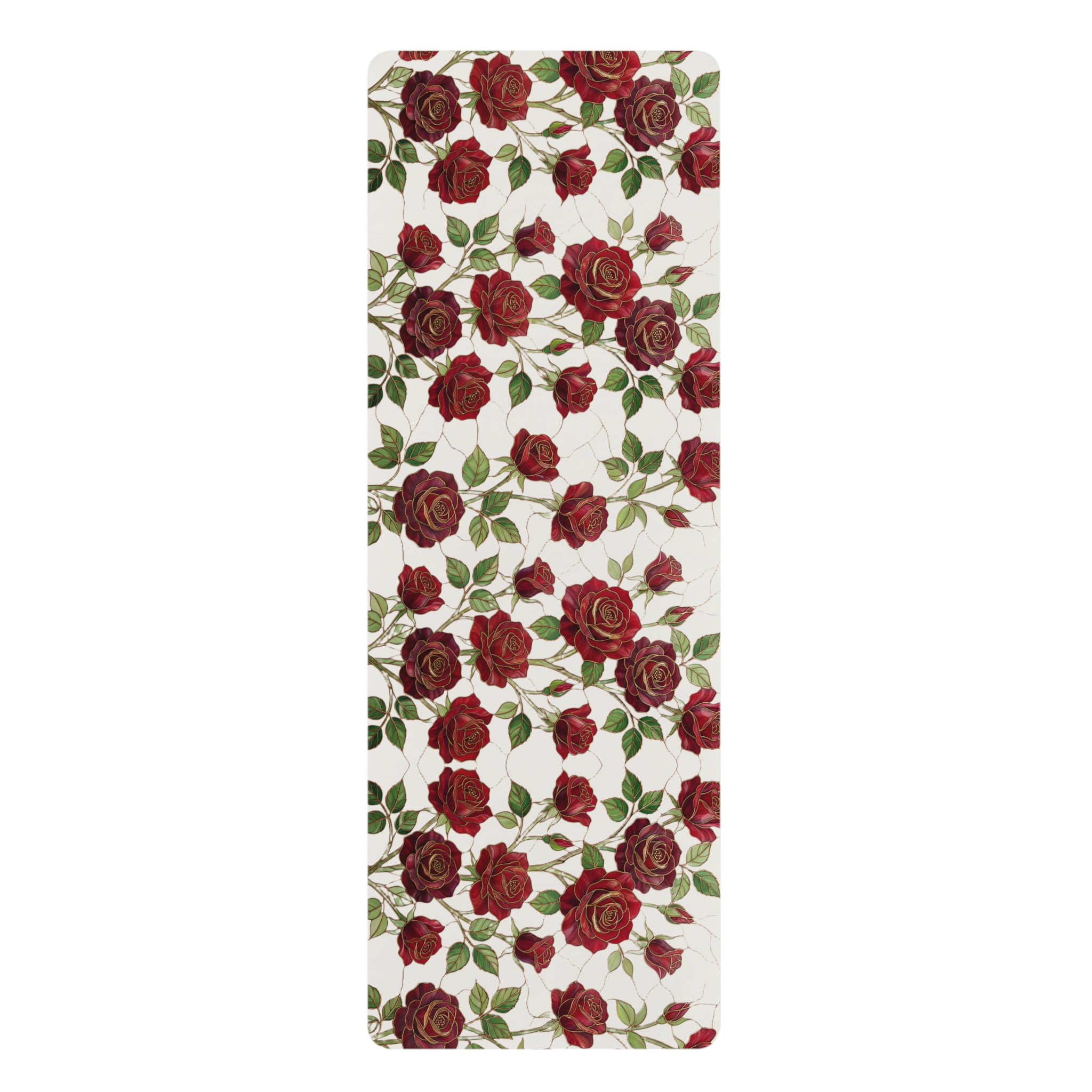Floral Rose Rubber Yoga Mat | Non-Slip Garden-Inspired Exercise Mat | Cloud Dancer
