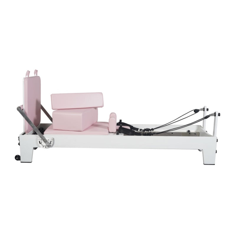 White Painted Oak Pink Pilates Equipment