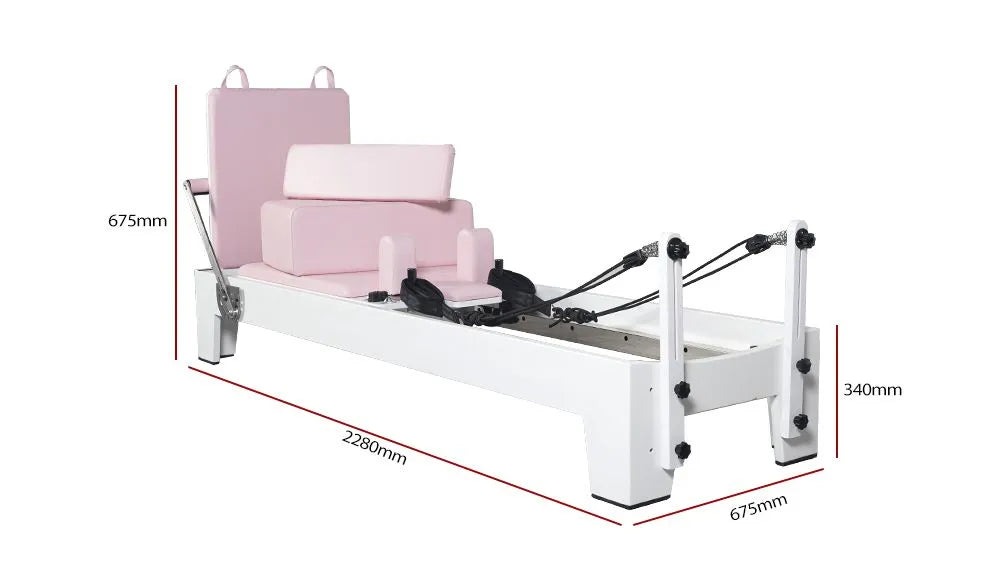 White Painted Oak Pink Pilates Equipment