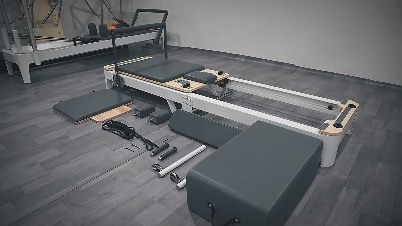 Foldable Aluminum White Reformer High Quality Space Saving Pilates Reformer